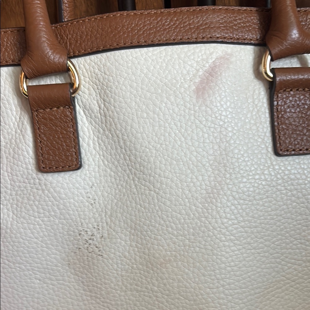 Michael Kors Brown and White Shoulder Bag with Gold Accents - Picture 7 of 14